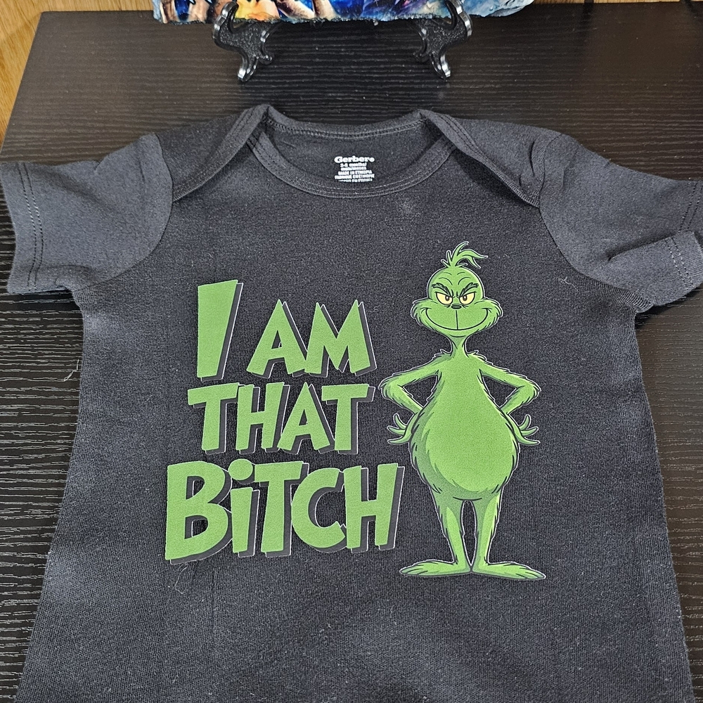 Black T-Shirt with Green Grinch Graphic